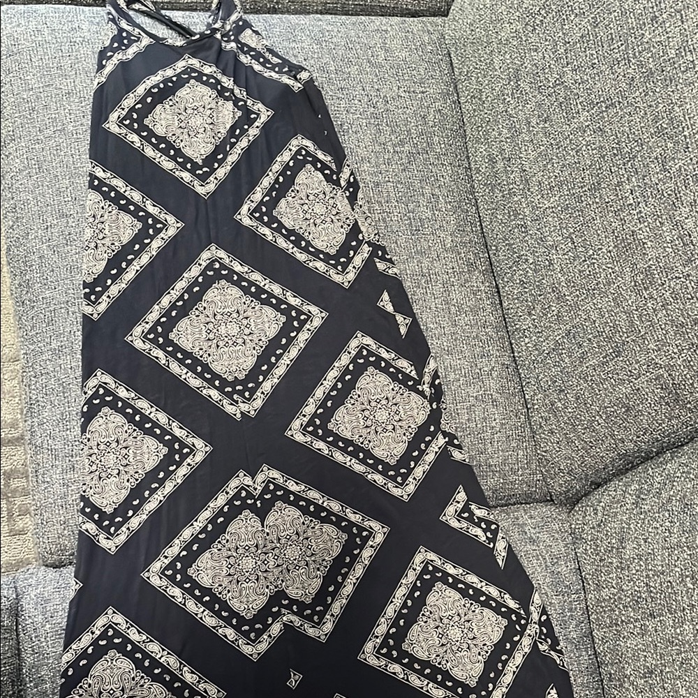 Navy and White Geometric Ralph Lauren  Maxi Dress in cotton